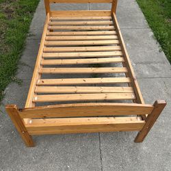 $75 Wood Twin Bed Frame (used) w *NEW Matress