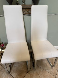 Set Of Two Modern White Chairs