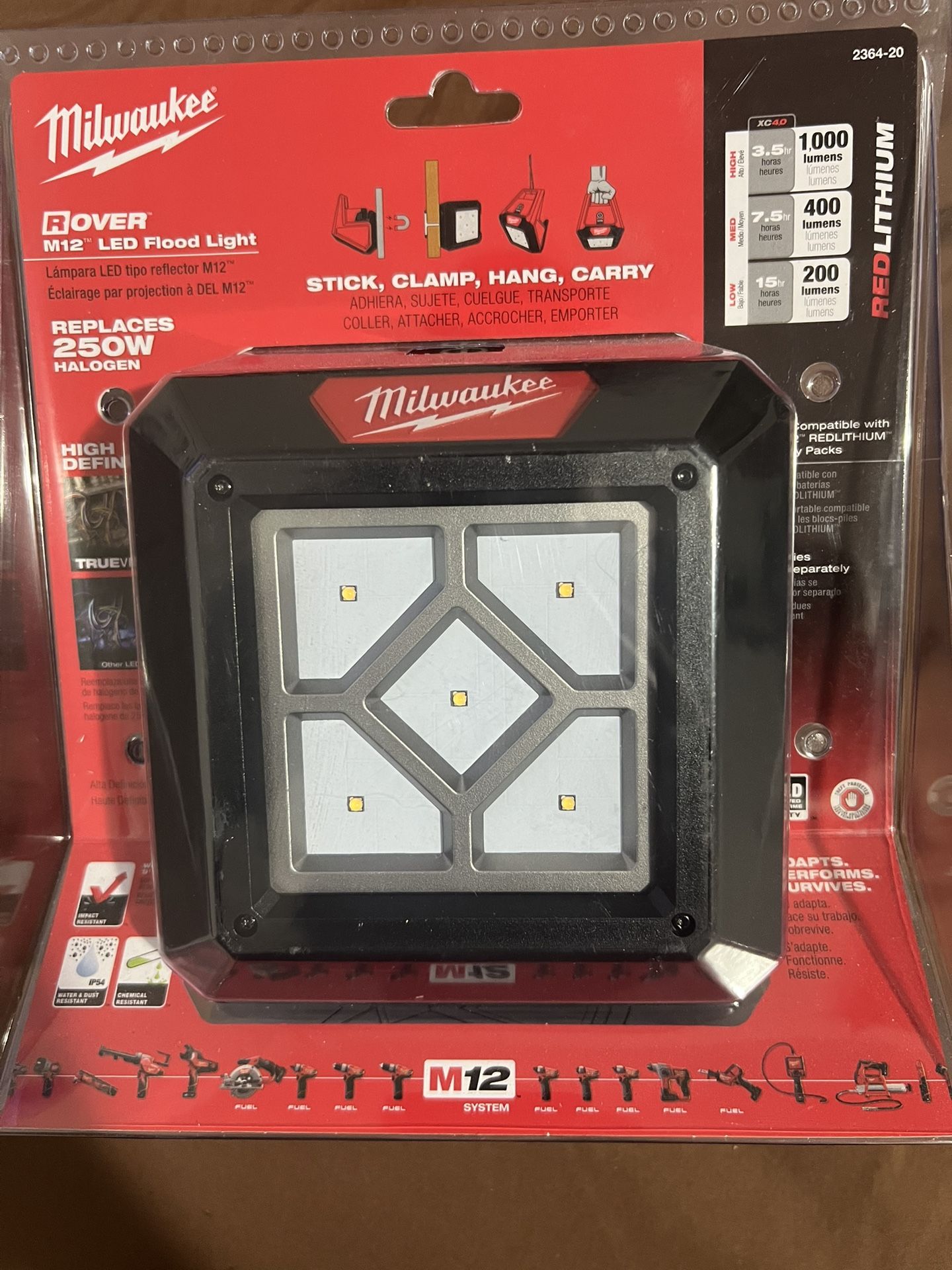 M12 12-Volt 1000 Lumens Lithium-Ion Cordless Rover LED Compact Flood Light