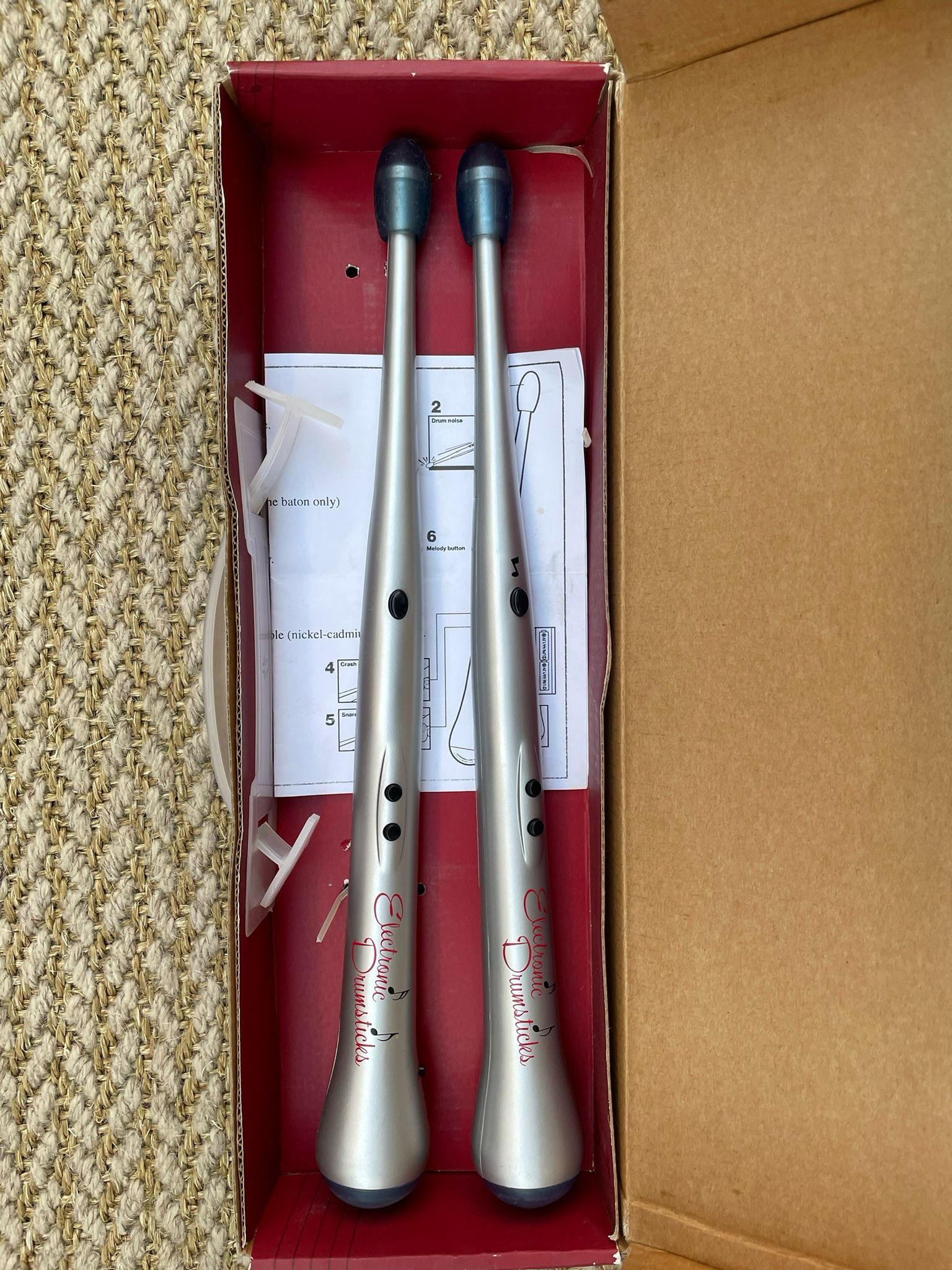 Vintage E Drumsticks: Music To Go–Go :  2006.   New batteries installed.  With back-up “musical“ riff.  🙄 