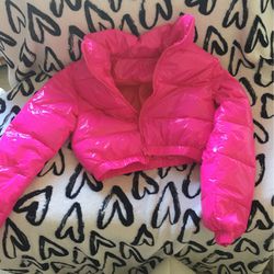 Hot Pink Glossary Crop Jacket  S  NWT 