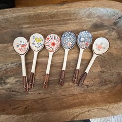 Hand-Painted Japanese Ceramic Spoon Set, Long Handle Dessert Spoons, Asian Tableware Gift