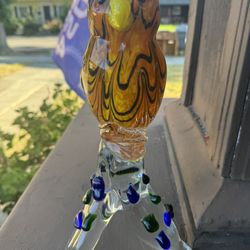 Vintage Murano Owl Figure Sculpture Hand Blown Art Glass Bullicante 12" Tall