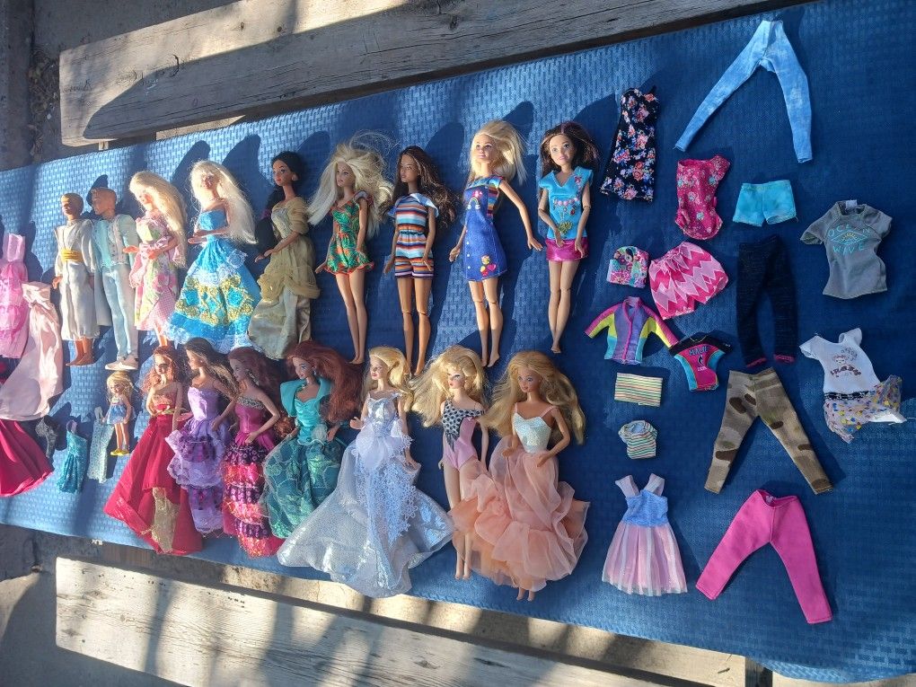 17 Barbies +  Extra Clothes