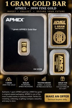 1 Gram APMEX .9999 Fine Gold Bar – Sealed in Original Packaging