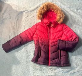 Girls Puffer Jacket with Fur Hood