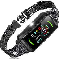 Bark Collar, Rechargeable Dog Bark Collar, Anti Barking Training Collar with Flashing Light, 5 Adjustable Sensitivity Beep Vibration, Bark Collar for 