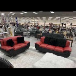 New 2 Piece Leather Sofa Love Seat On Sale We Deliver!