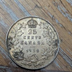1918 Canada Sterling Silver Quarter 