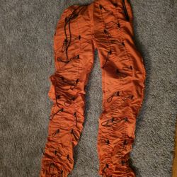 EPTM Orange Bungee Jogger Utility Accordion Pants Size 2XL 38