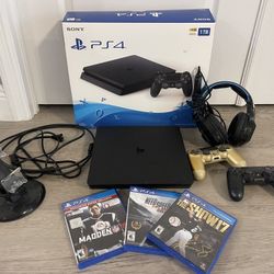 Sony PlayStation 4 Pro 1TB Console With 2 Controllers and 3 Games