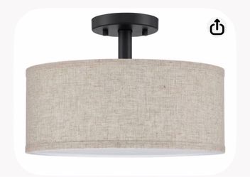 TONABONA 3 Light Fabric Drum Shade Semi Flush Mount Ceiling Light