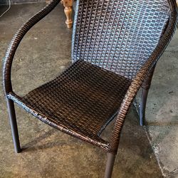 Stacking Wicker And Metal Outdoor Patio Chairs