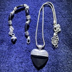 Brighton Silver Necklace And Matching Bracelet 