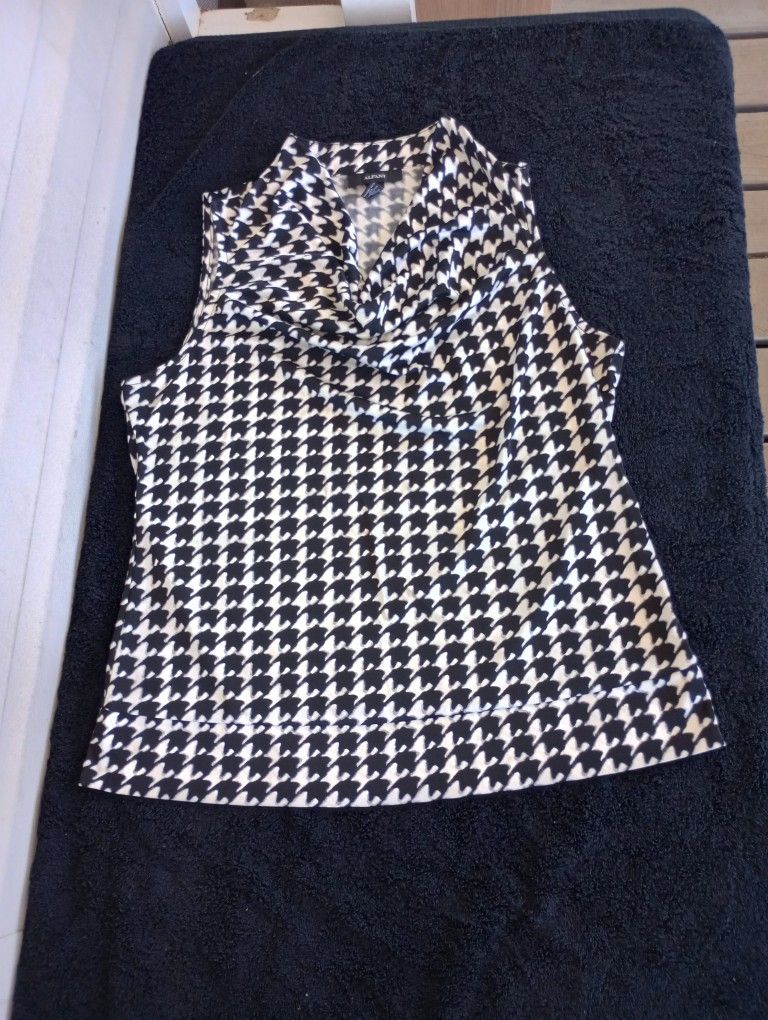 Alfani Houndstooth scoop neck top Sz L