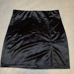 Black Satin Pencil Skirt 