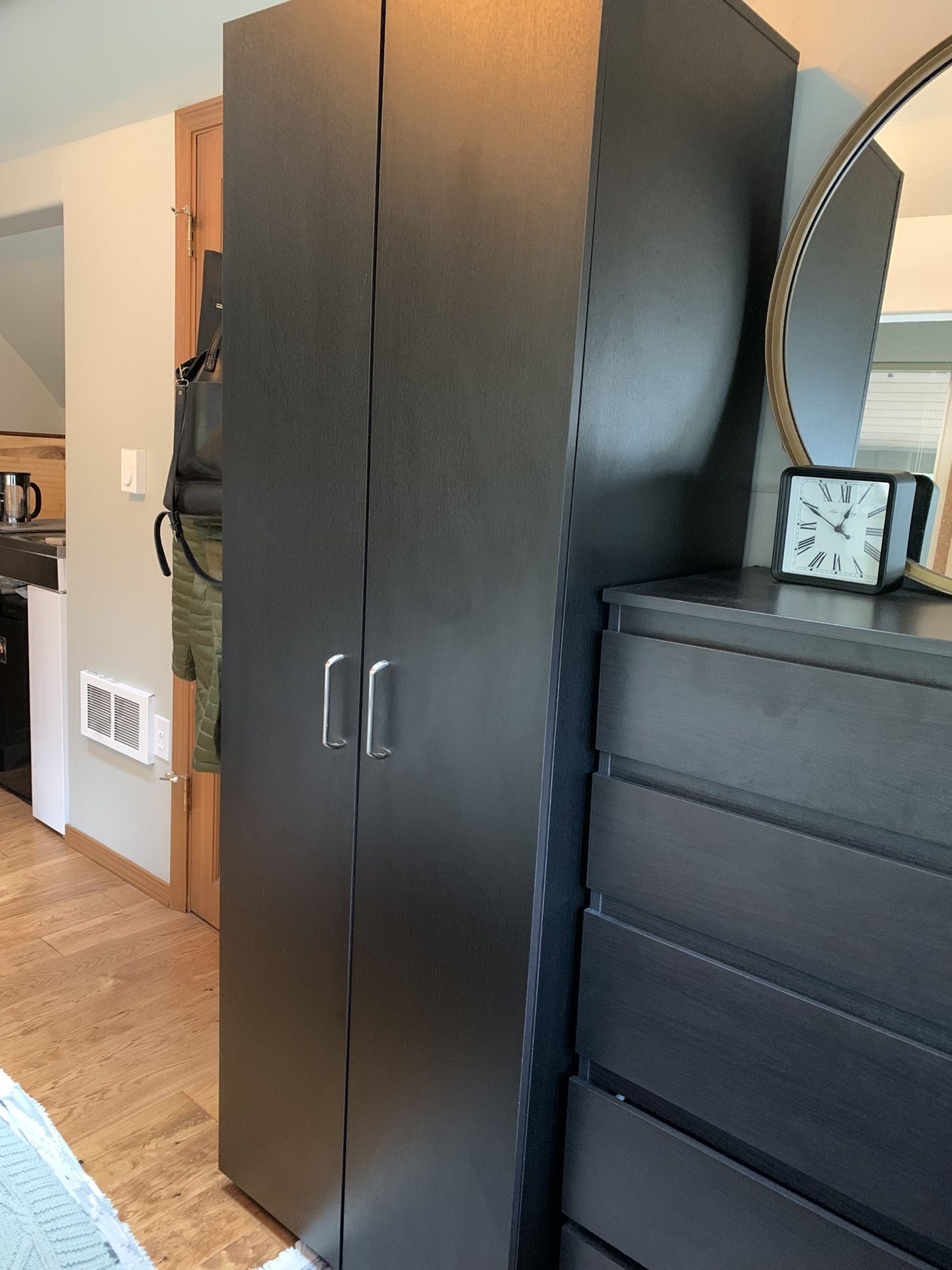 Modern Armoire Cabinet - Black Wood Composit