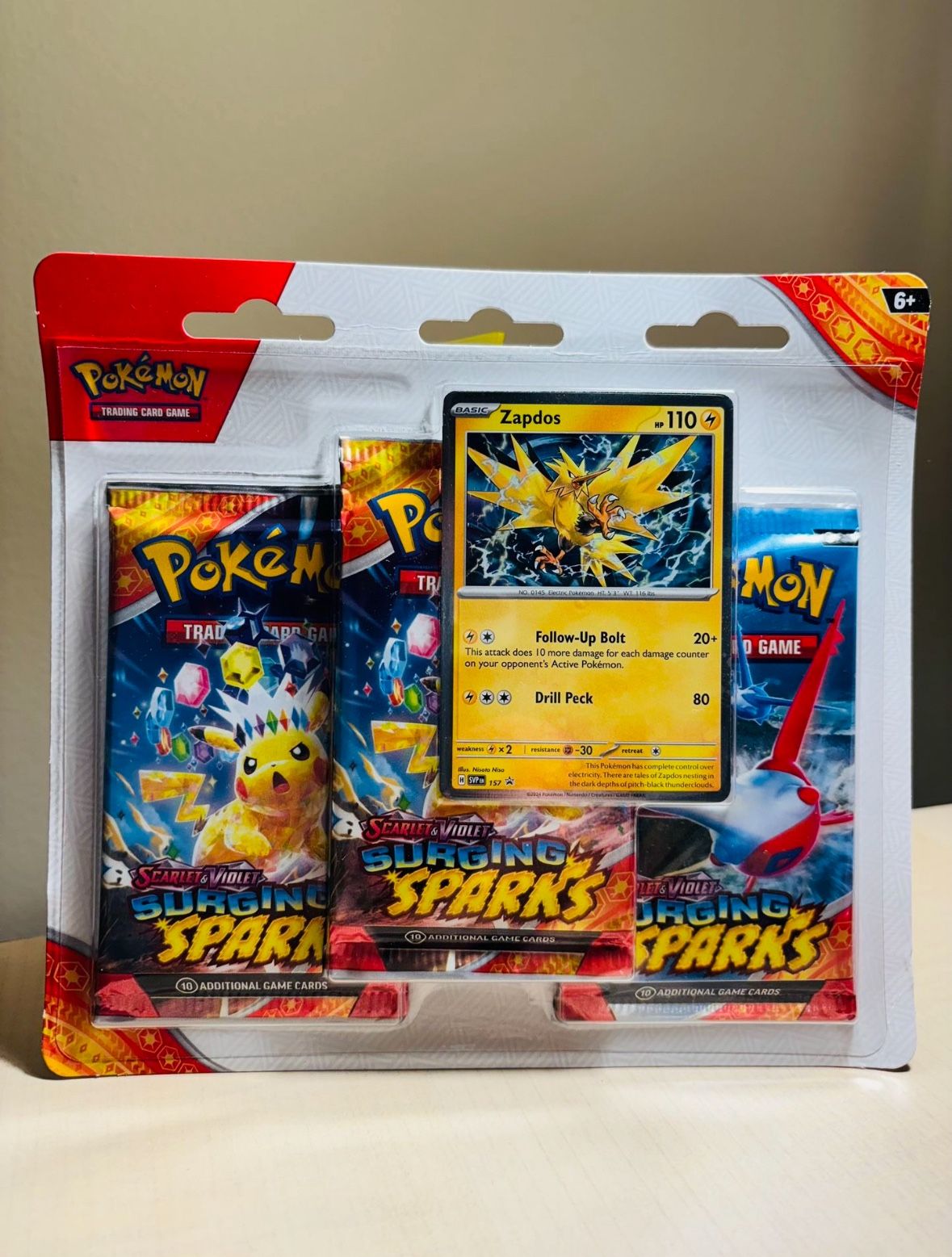 Pokemon Cards: Surging Sparks Zapdos 3 Packs