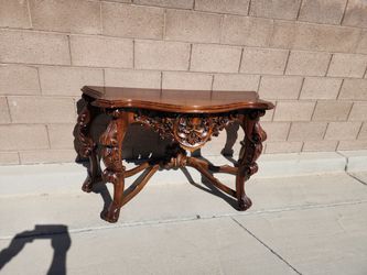 Ornate Hand Carved Console Table Entryway Sofa Table Baroque Rococo Style Wood Accent Table