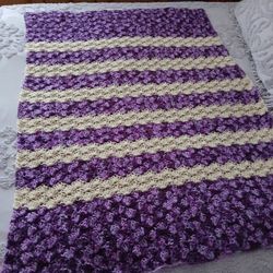 New Handmade Afghan. JustFinished.  $40.00 52x38, Purple And Off White.