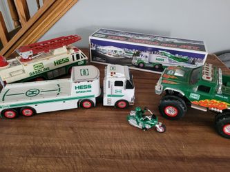 Vtg lot of Hess gas trucks semi motorcycle