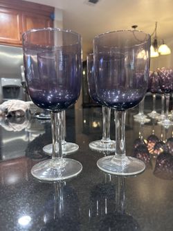 4 Purple wine Goblets