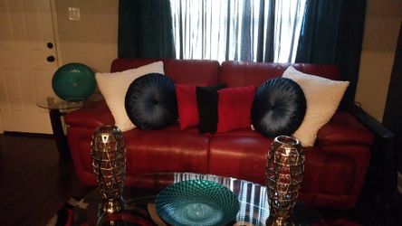 Red living room couch