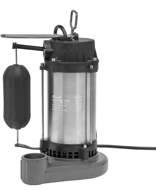 3/4 HP 5500GPH Submersible Sump Pump Cast Iron and Stainless Steel with Integrated Vertical Float Switch