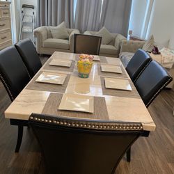 Marble Table With 6 Chairs 