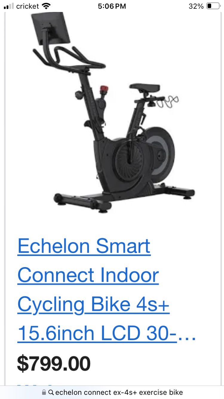 ECHELON Connect EX-4S+PLUS Smart Fitness Bike With HD Touch Screen NEW