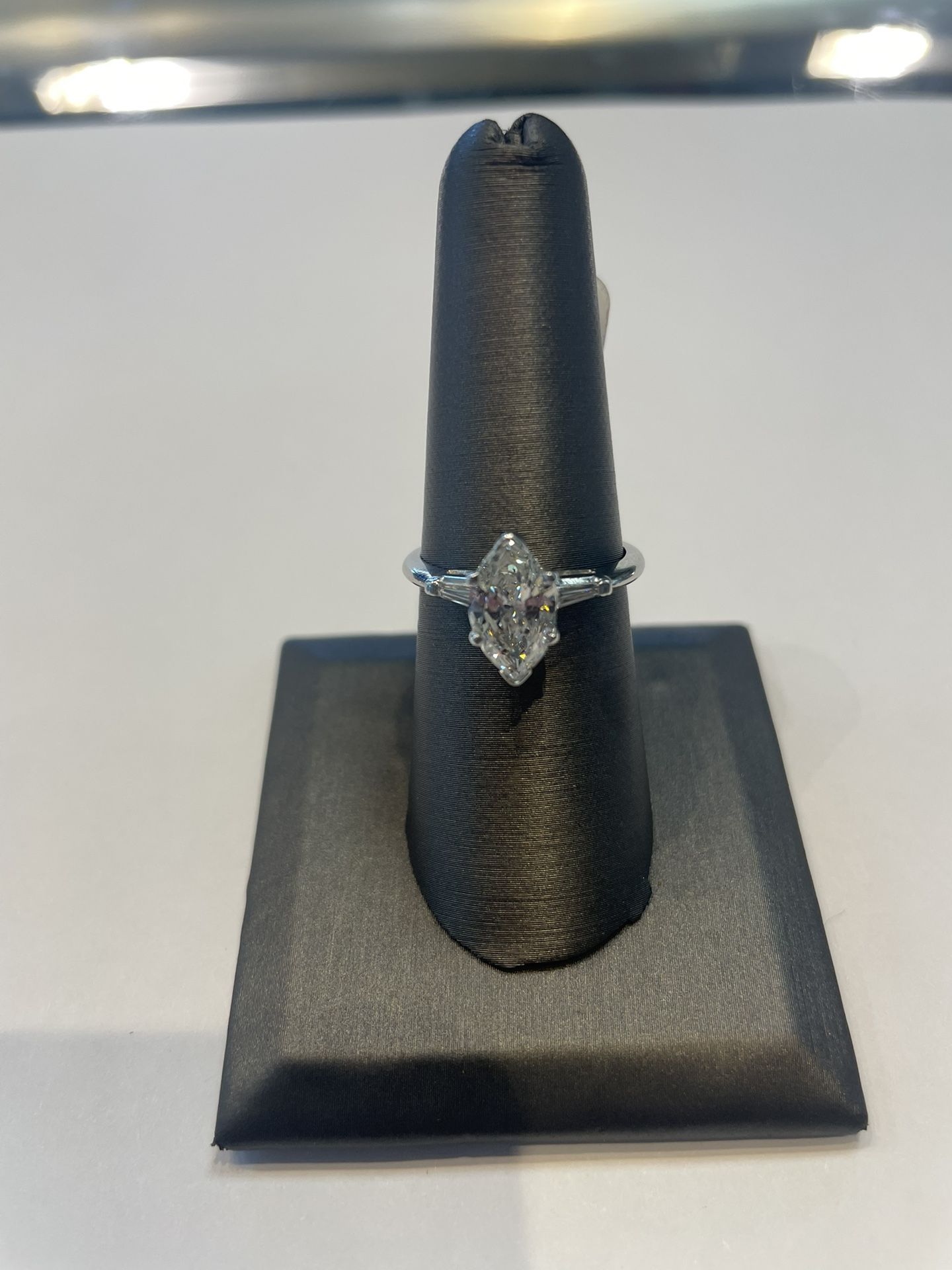 1.67ct Marquise Cut Natural Diamond Platinum Ring.