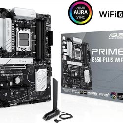 ASUS Prime B650-PLUS WiFi Gaming Motherboard Socket AMD AM5 (ATX, DDR5, PCIe 5.0 M.2, WiFi 6E, DisplayPort, HDMI, SATA 6 Gbps, BIOS Flashback)