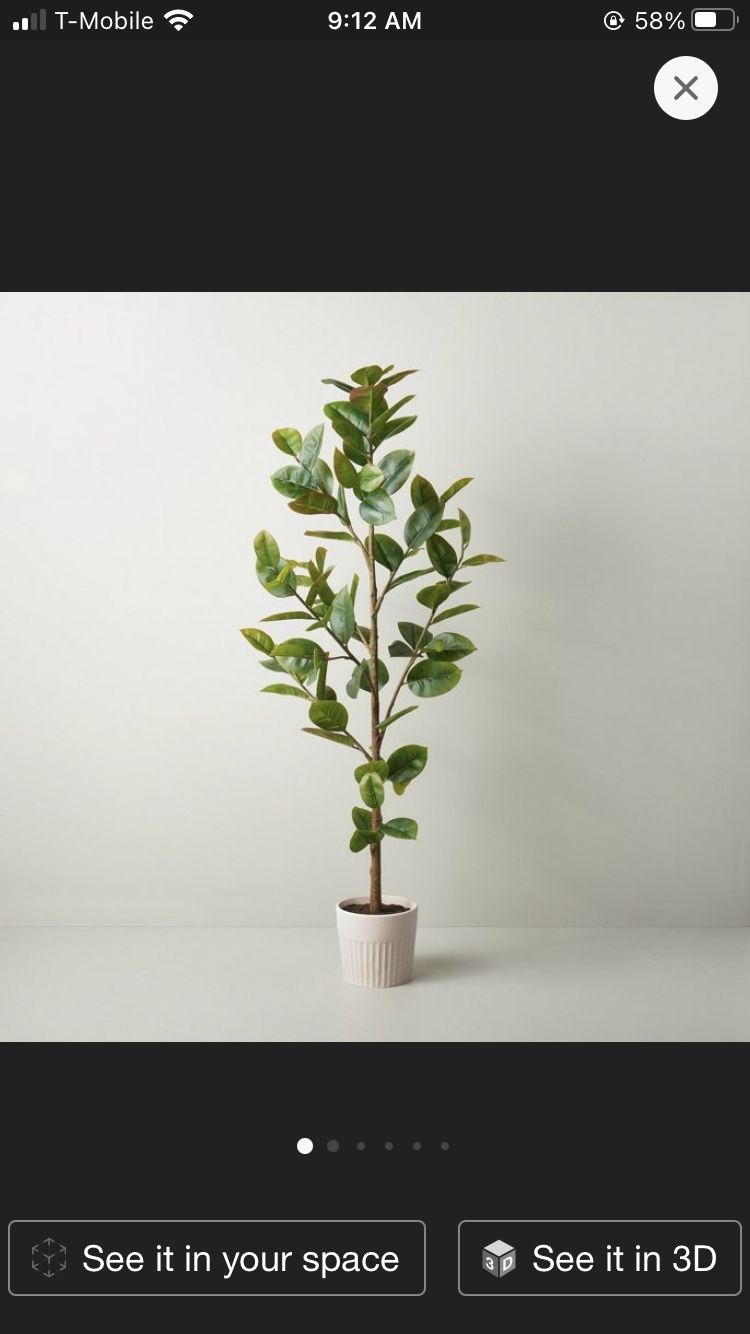 73" Faux Rubber Leaf Tree - Hearth & Hand with Magnolia
