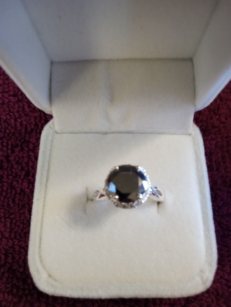 Natural Black Diamond Ring Women's Size 7 