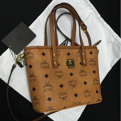 MCM Aren Top-Zip Shopper in Visetos Size Mini Tote