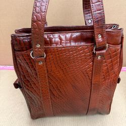 Premium Brown Crocodile  Genuine Leather Tote Bag Multi Compartment Handbag  