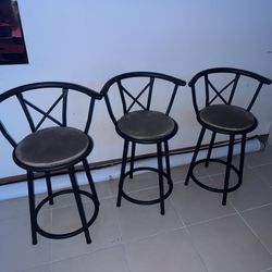 Set Of 3 Full Swivel Stools 