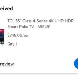 TCL 55” Smart Roku TV