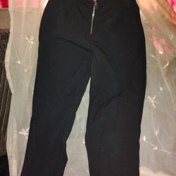 Zip Front Black Pants