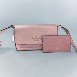 NWT - Kate Spade - Crossbody w/Cardholder Duo Set, Mitten Pink Color