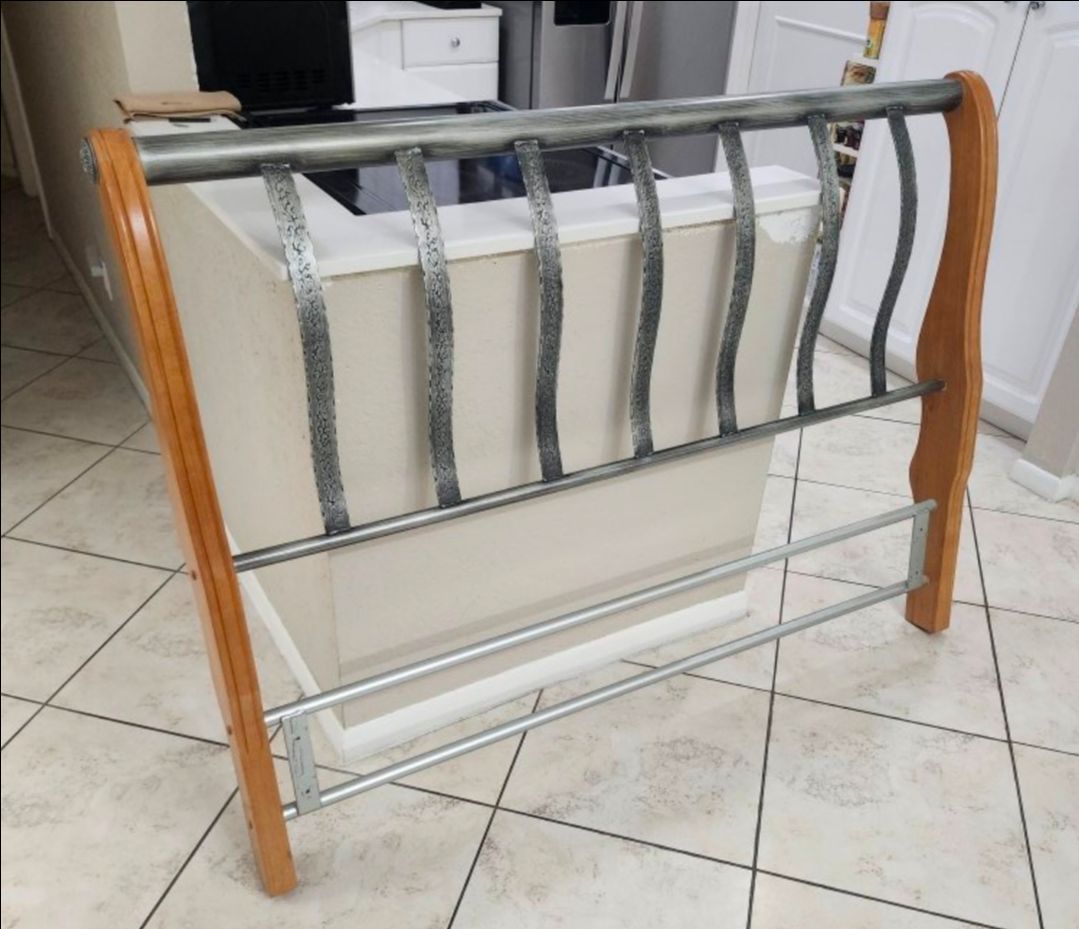 Queen/ Full 60 inches long headboard wood post with metal bars with design $22.50- firm