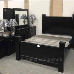 Bedroom Set 4-Piece Same Day Delivery (Qb Dresser Mirror Nightstand)