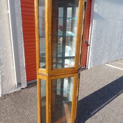 Tall Corner Curio Cabinet with Wood and Glass Doors