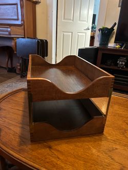 Grow up; Classic Vtg. 1940s Globe- Wernicke Wood and Brass Filing Trays: