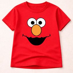 Red and blue Cookie Monster and Elmo shirts