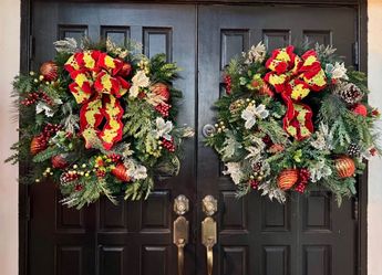 Set of two 24" Christmas Wreaths (their storage bags included)