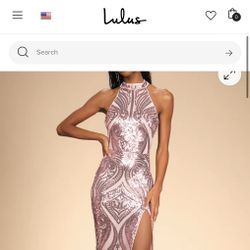 Shimmering Glance Pink Sequin Halter Mermaid Maxi dress