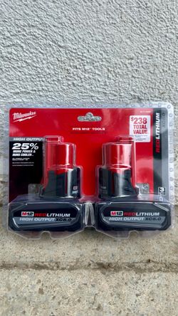 Milwaukee M12 RedLithium High Output XC5.0 batteries