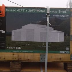 AllMetal K4230W 42ft By 30ft 3 Door Garage Building, With Doors!!