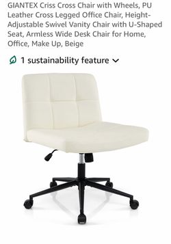 Off white leather criss cross chair